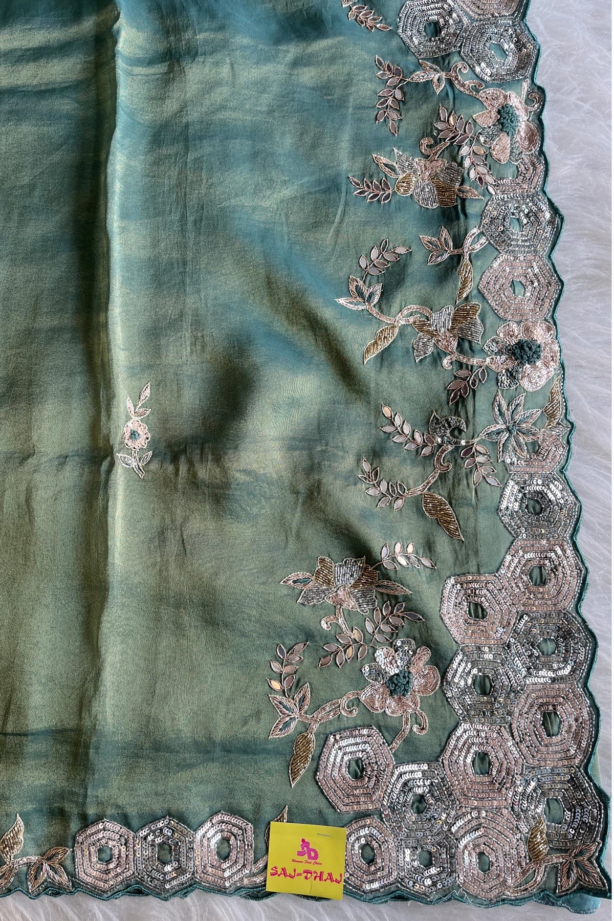 Blue Tissue Designer Saree 5760 01