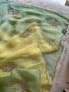 Yellow & Green Kora Silk Saree with Zardosi & Sequin Work 5919 07