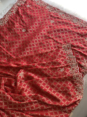 Red Banarasi Saree with Zardozi, Pearl & Sequin 5882 06