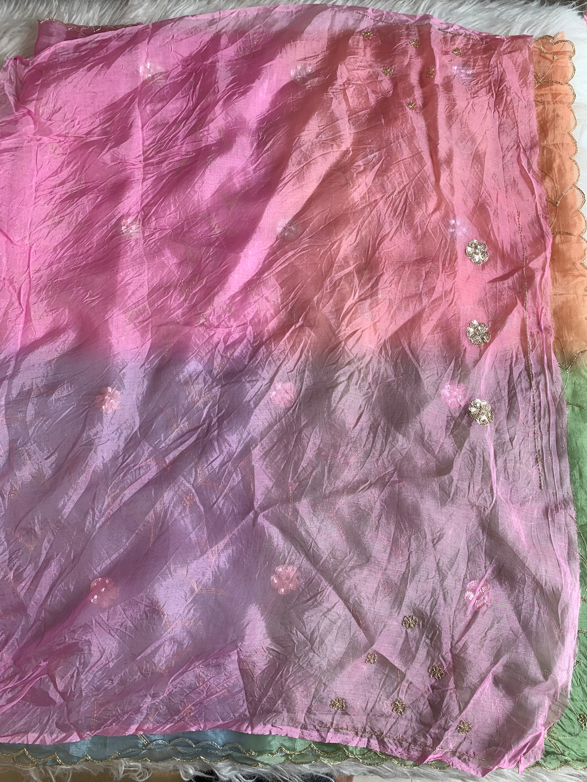 Multicolor Kora Silk Saree with Sequin, Aari & Cutdana 5919 01
