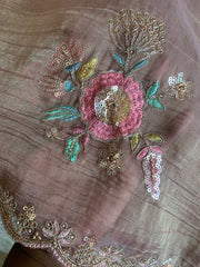 Crush Tissue Saree with Sequin, Cutdana & Floral Work 5918 04