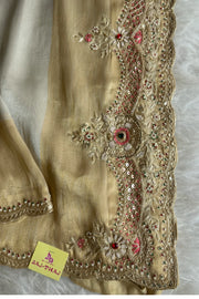 Gold Ivory Zardosi Kanchi Saree 5650 10 (PRE ORDER)