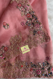 Pastel Pink Organza Saree With Zardosi and Resham 5201 02 (PRE ORDER)