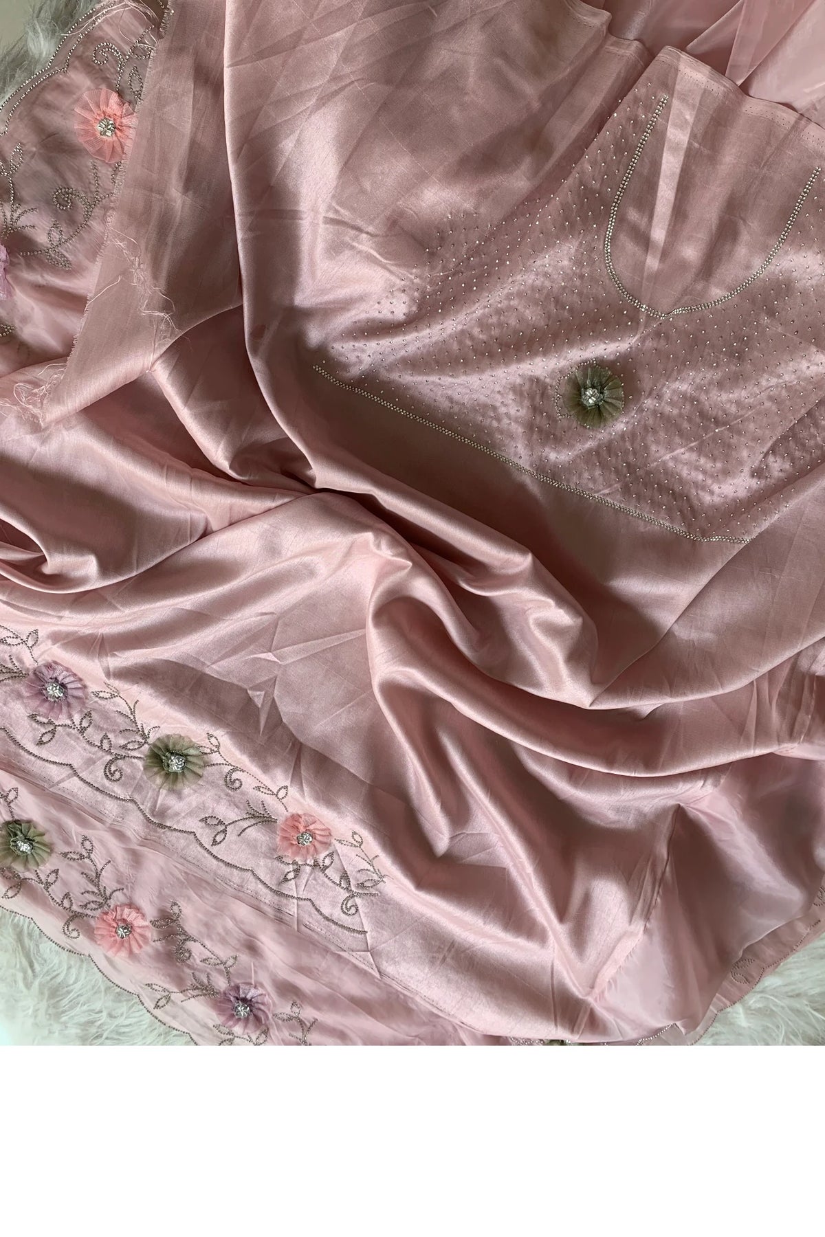 Baby Pink Habutai Silk Saree 5786 07