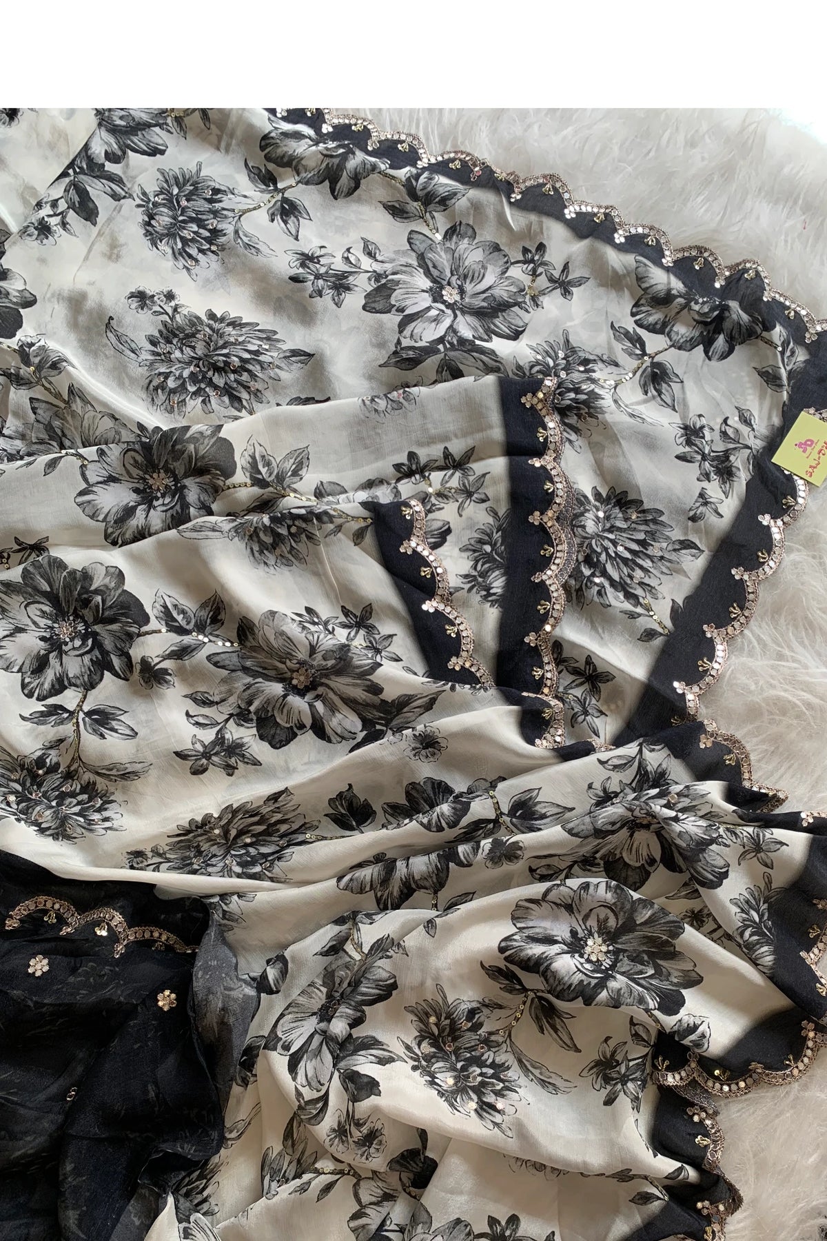 Black & White Modal Silk Saree 5762 10