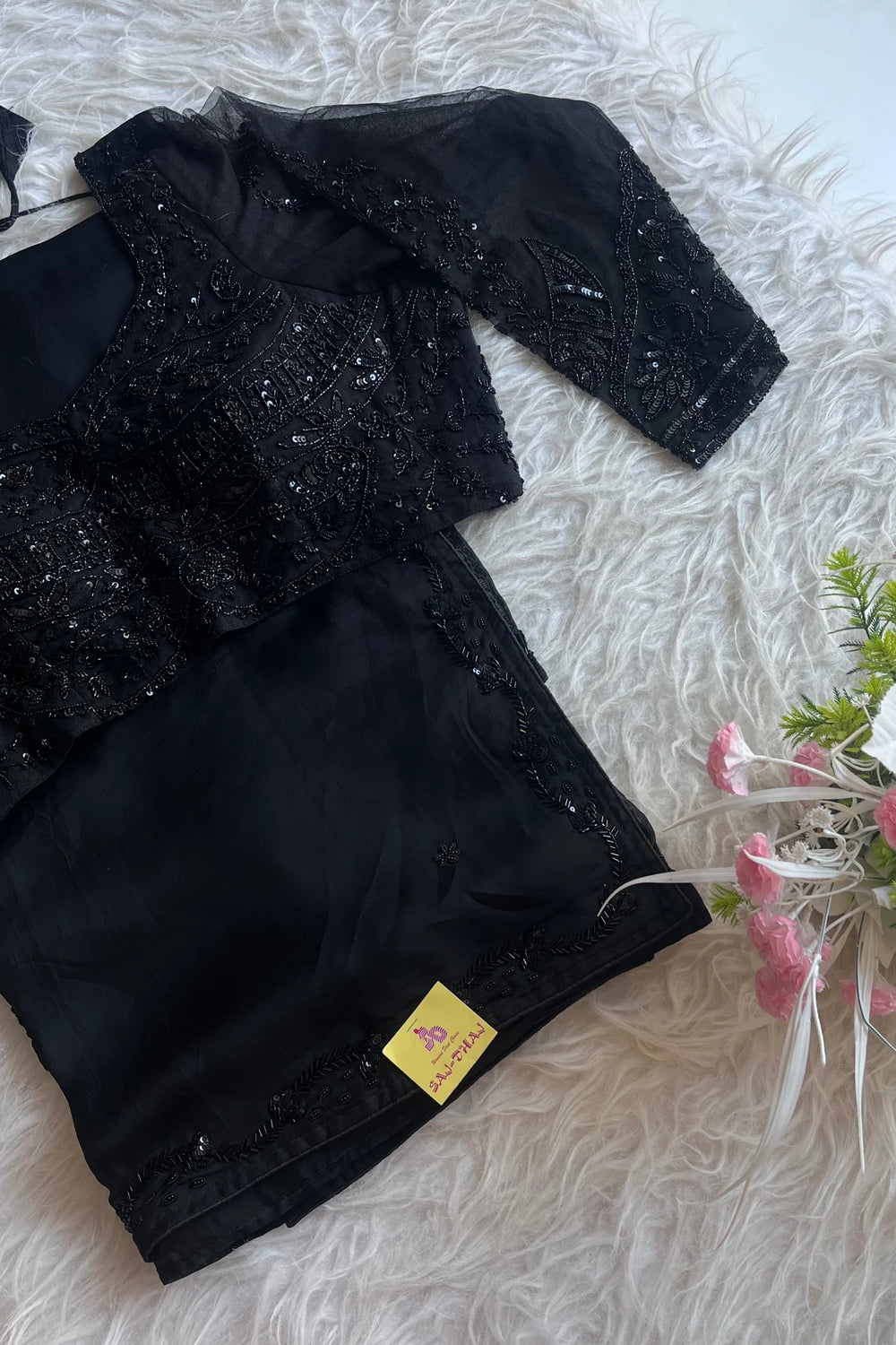 Black Soft Tissue Saree 4944 01