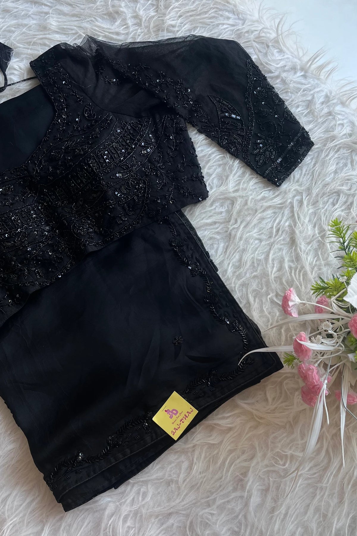 Black Soft Tissue Saree 4944 01