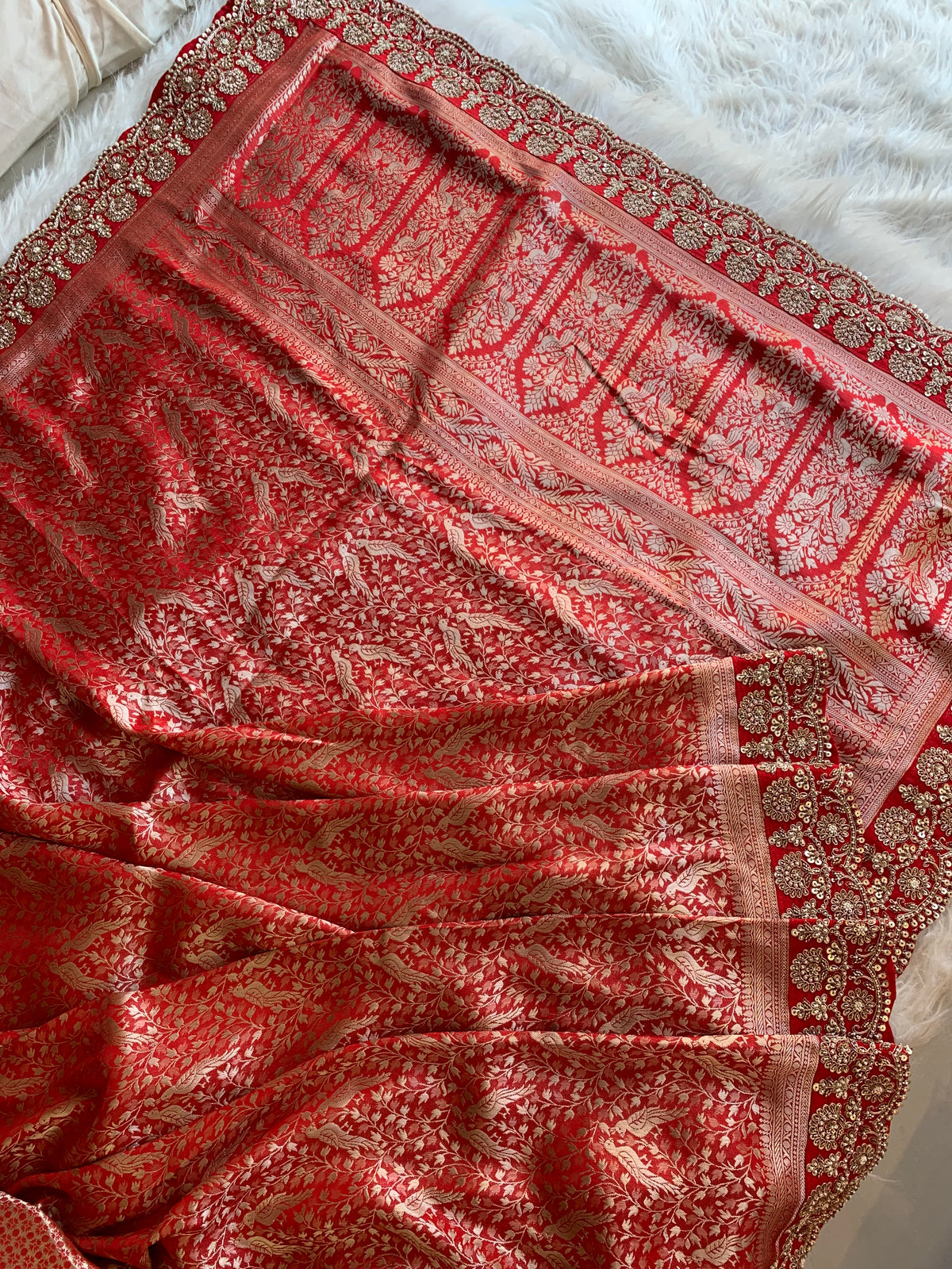 Red Karwa Chauth Kanchipuram Silk Saree 5875 05