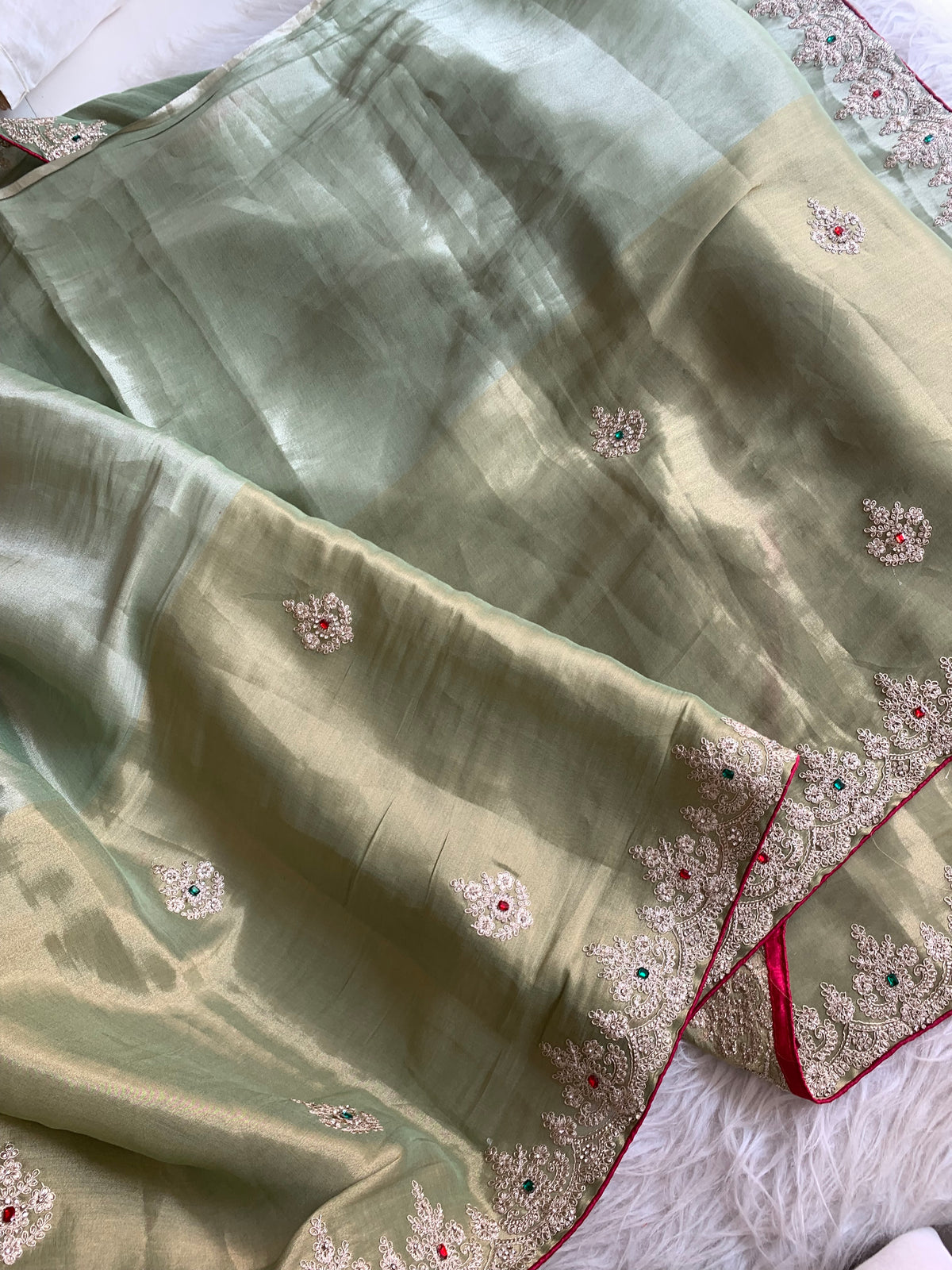 Kanchi Tissue Saree with Jewel, Dori & Stone Work 5884 03