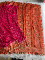 Pink Patola Silk Saree with Orange Pallu 5939 03