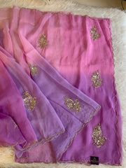 Lavender Shaded Kora Silk Saree with Zardosi & Sequin Work 5919 07