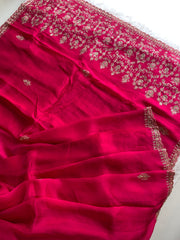 Rani Pink Organza Saree with Heavy Pallu 5895 01