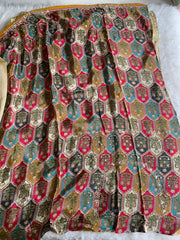 Gold Tissue Saree with Zardosi, Mirror, Appliqué & Cutdana Work 5927 01