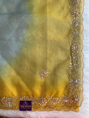 Blue & Yellow Shaded Organza Saree 5891 07