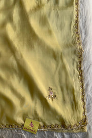 Lemon Yellow Embellished Habutai Silk Saree 4854 02