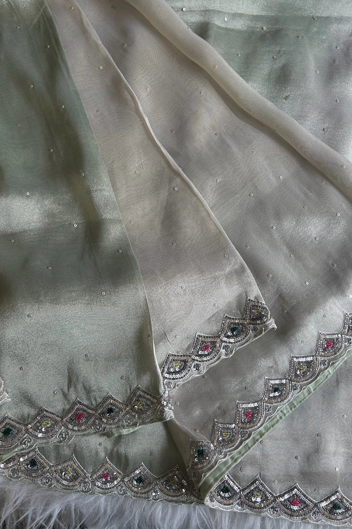 Mint Green Tissue Saree 5792 03