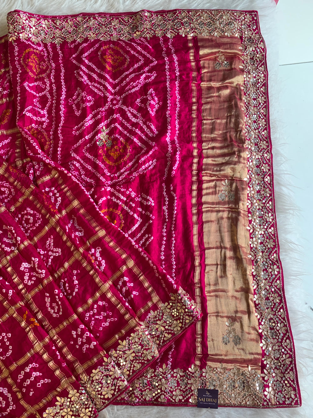 Pink Bandhej Gaji Silk Saree with Gharchola  5885 01