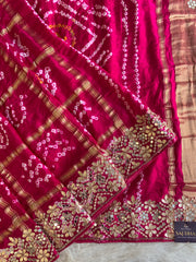 Pink Bandhej Gaji Silk Saree with Gharchola  5885 01