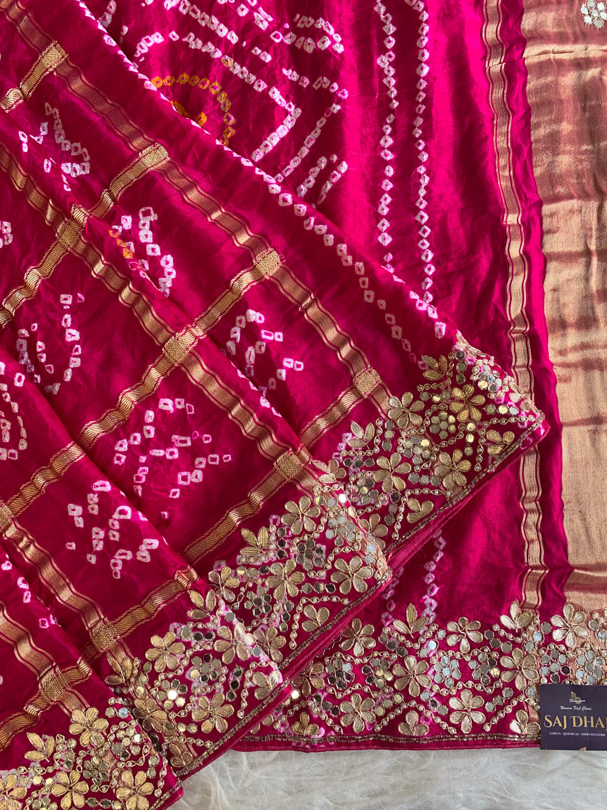 Pink Bandhej Gaji Silk Saree with Gharchola  5885 01