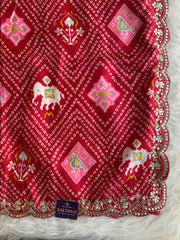Red Patola Modal Silk Saree with Elephant Motifs 5891 04