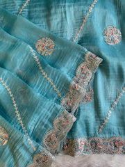 Tissue Saree with Dori, Stone & Thread Work 5915 12