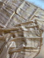 Ivory Banarasi Saree with Elephant Motif Pallu 5875 14