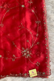 Red Organza Saree 5659 09 (PRE ORDER)