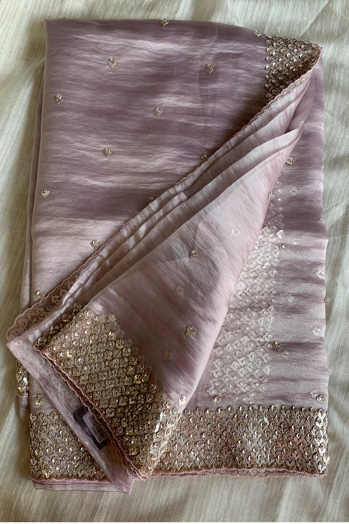 Dusty Lavender Embellished Butter Organza Saree 5847 01