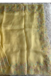 Lemon Yellow Kora Silk Saree 5781 09