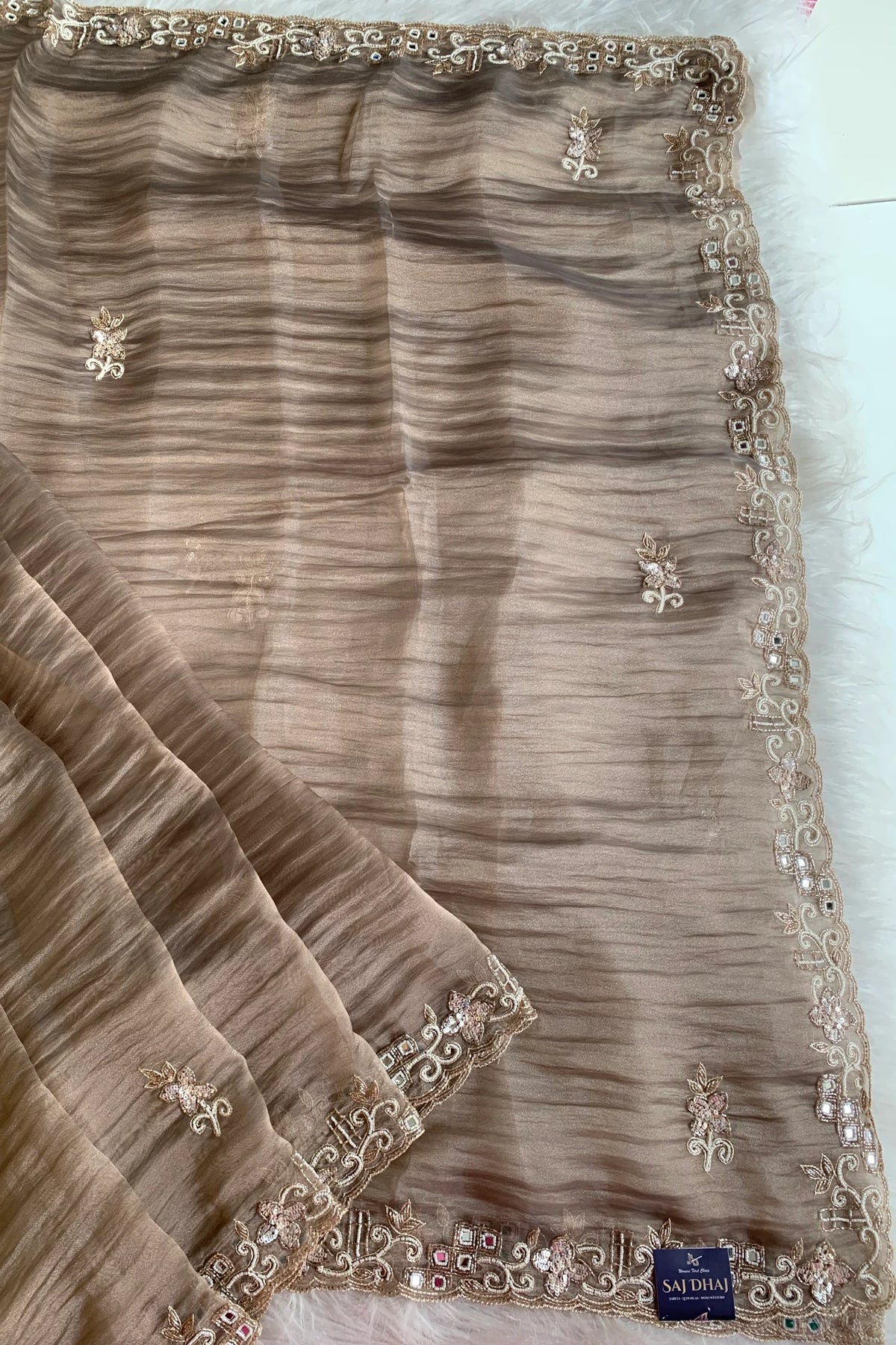 Beige Crush Saree 5850 07
