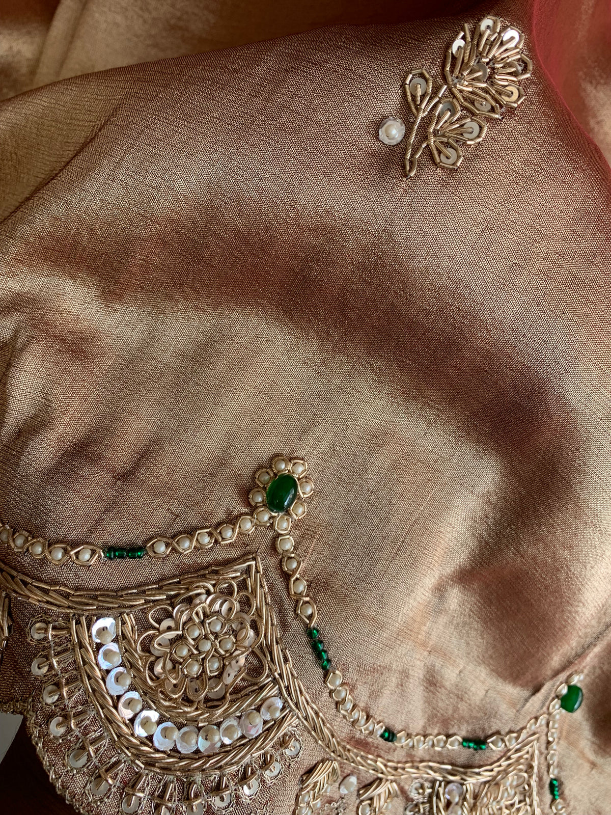 Maroon Tissue Saree with Gold Weaving & Zardosi Work 5895 09 (PRE ORDER)