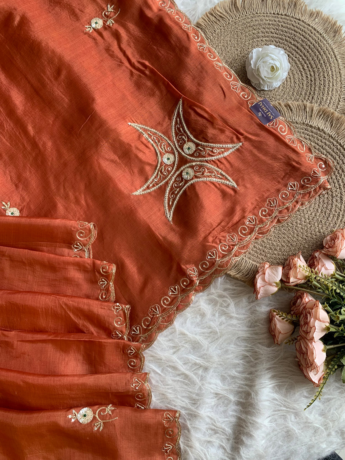Kora Silk Saree with Aari, Zardosi & Sequin Work 5919 04