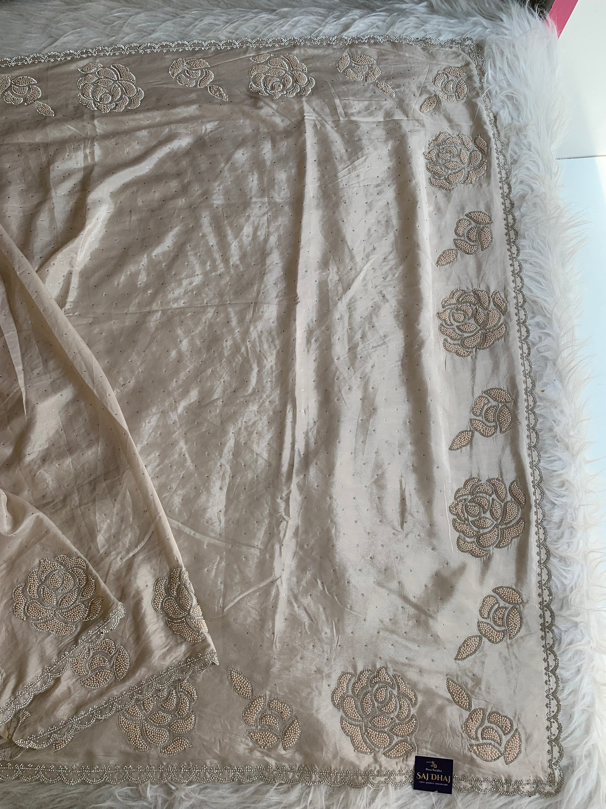 Crepe Saree with Pearl & Stone Work 5915 15