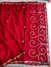 Red Habutai Silk Saree with Gota Patti & Sequin 5871 07
