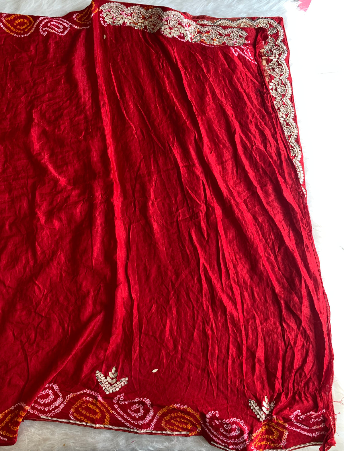Red Bandhej Gharchola Saree 5885 02