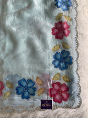 Chinon Silk Saree with Floral Stone Work 5915 13
