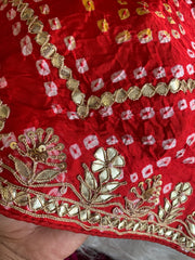Red Bandhej Gaji Silk Saree with Gharchola 5885 04