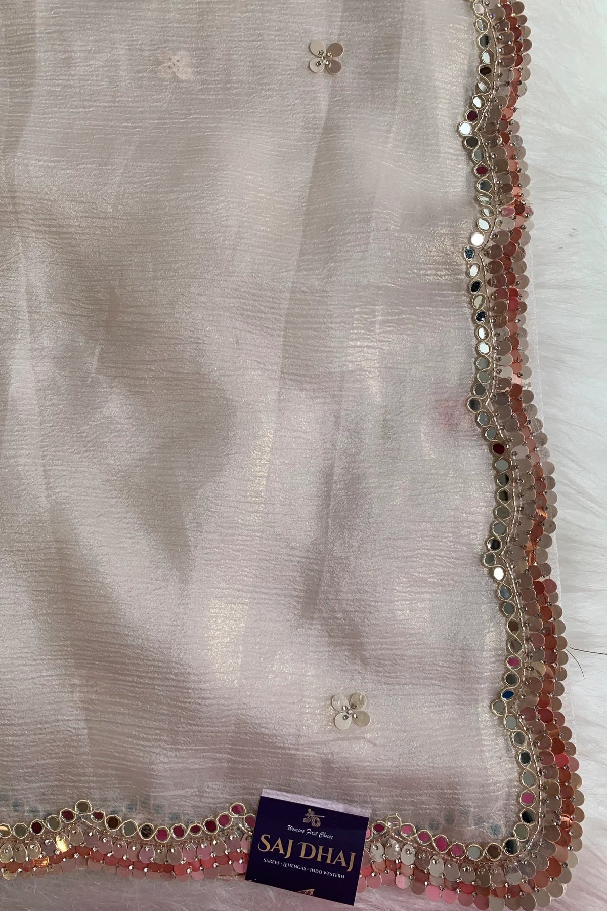 White Crush Organza Saree 5851 02