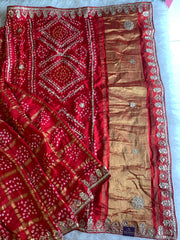 Red Bandhej Gaji Silk Saree with Gharchola 5885 04