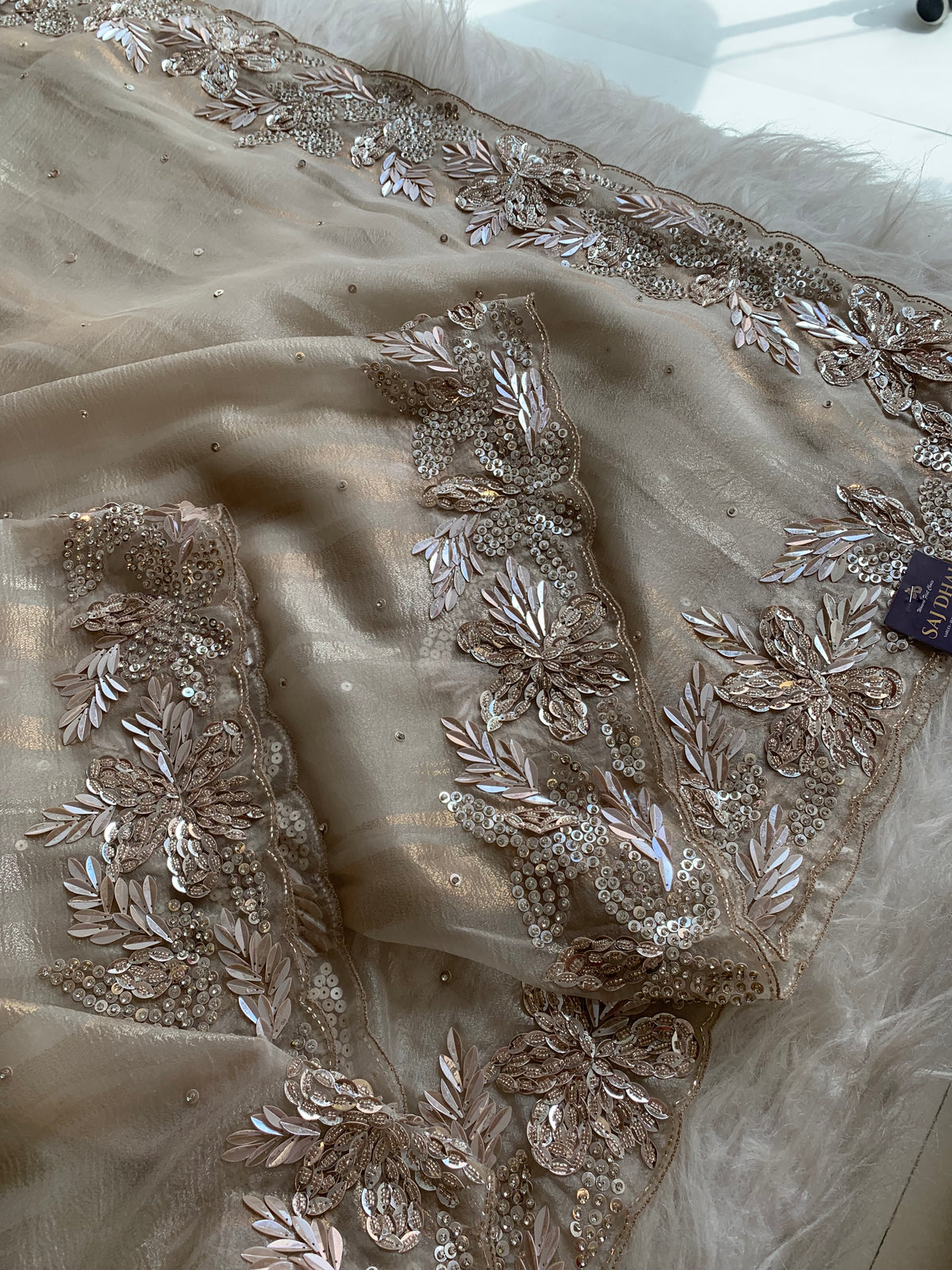 Designer Crush Organza Saree with Imported Sequin 5937 01