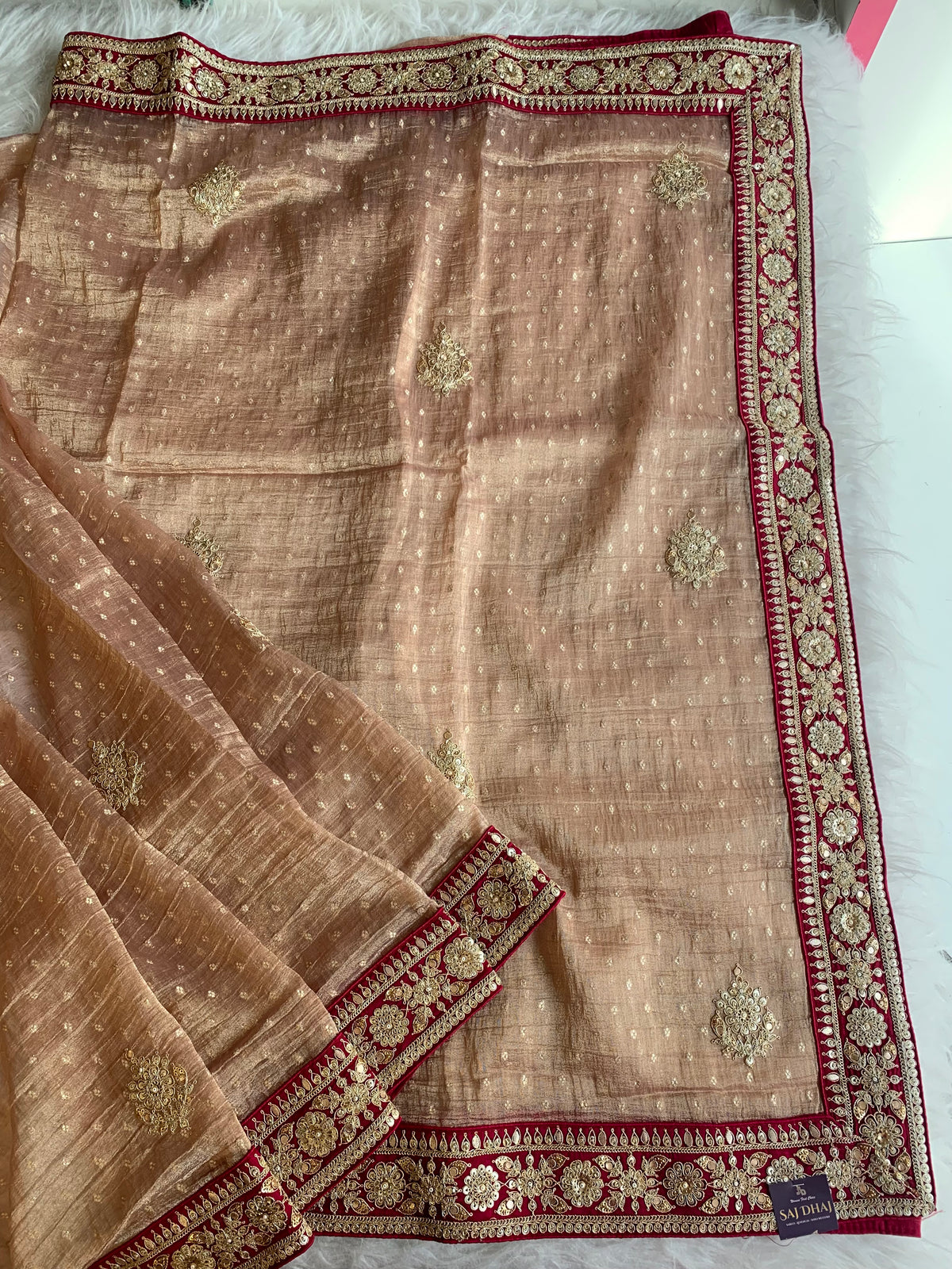 Banarasi Saree with Dori, Gota, Sequin & Pearl Work 5929 01
