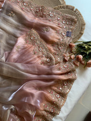 Shaded Organza Saree with Dori, Aari & Stone Work 5923 06