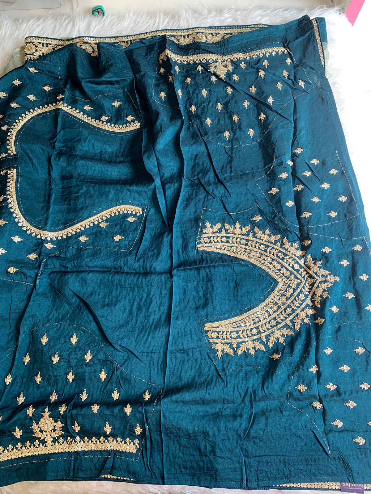 Banarasi Saree with Dori, Gota, Sequin & Pearl Work 5929 01