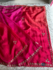 Pink Shaded Kora Silk Saree with Gota 5919 11