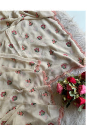 White Chinnon Georgette Saree 5529 07