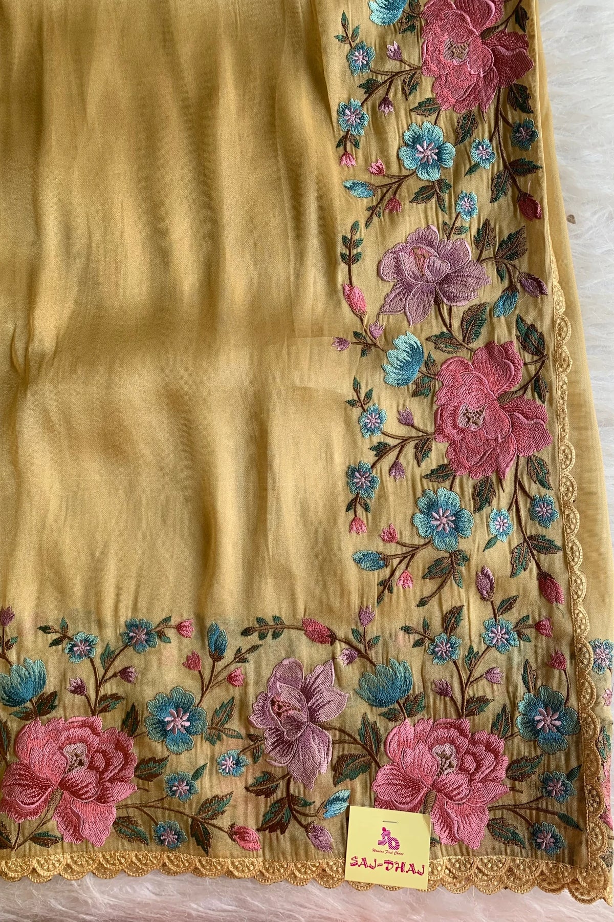 Mustard Yellow Tissue Organza Saree 5773 01