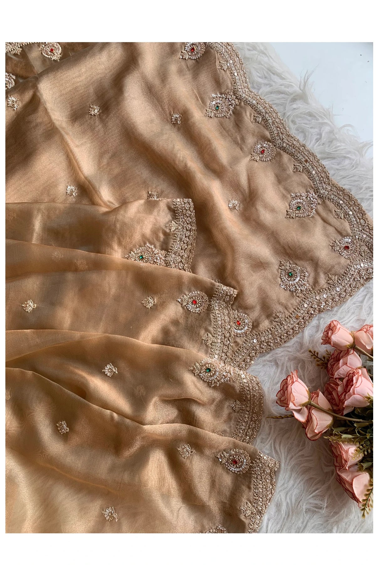 Gold Tissue Organza Saree 5775 03