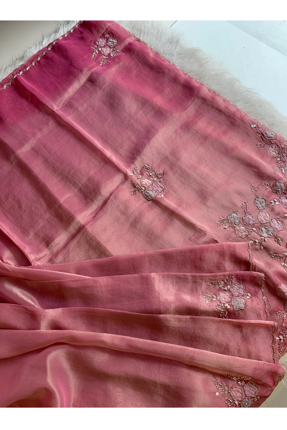 Onion Pink Tissue Silk Saree 5736 03