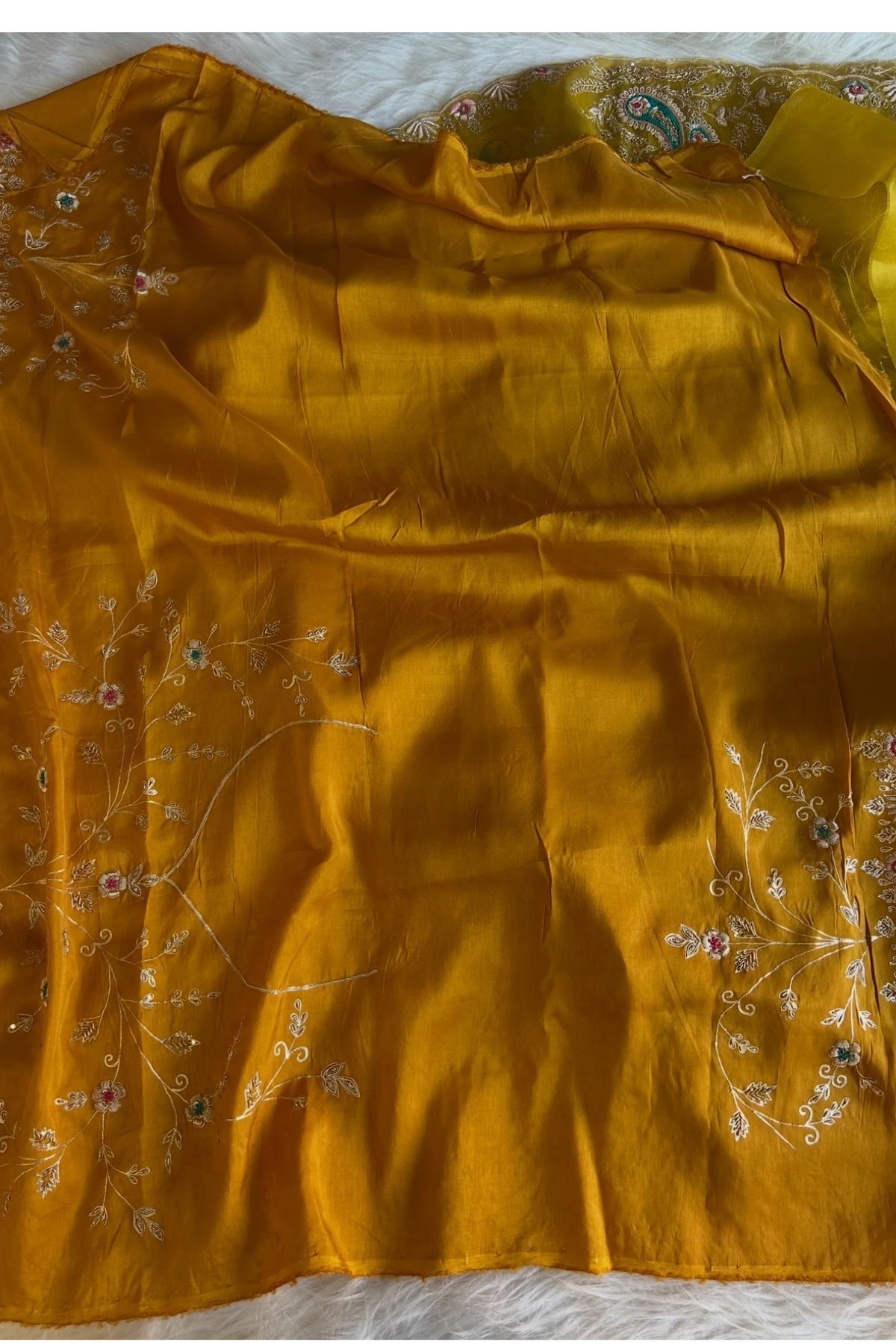 Ombre Mustard Kora Silk Saree 5750 08