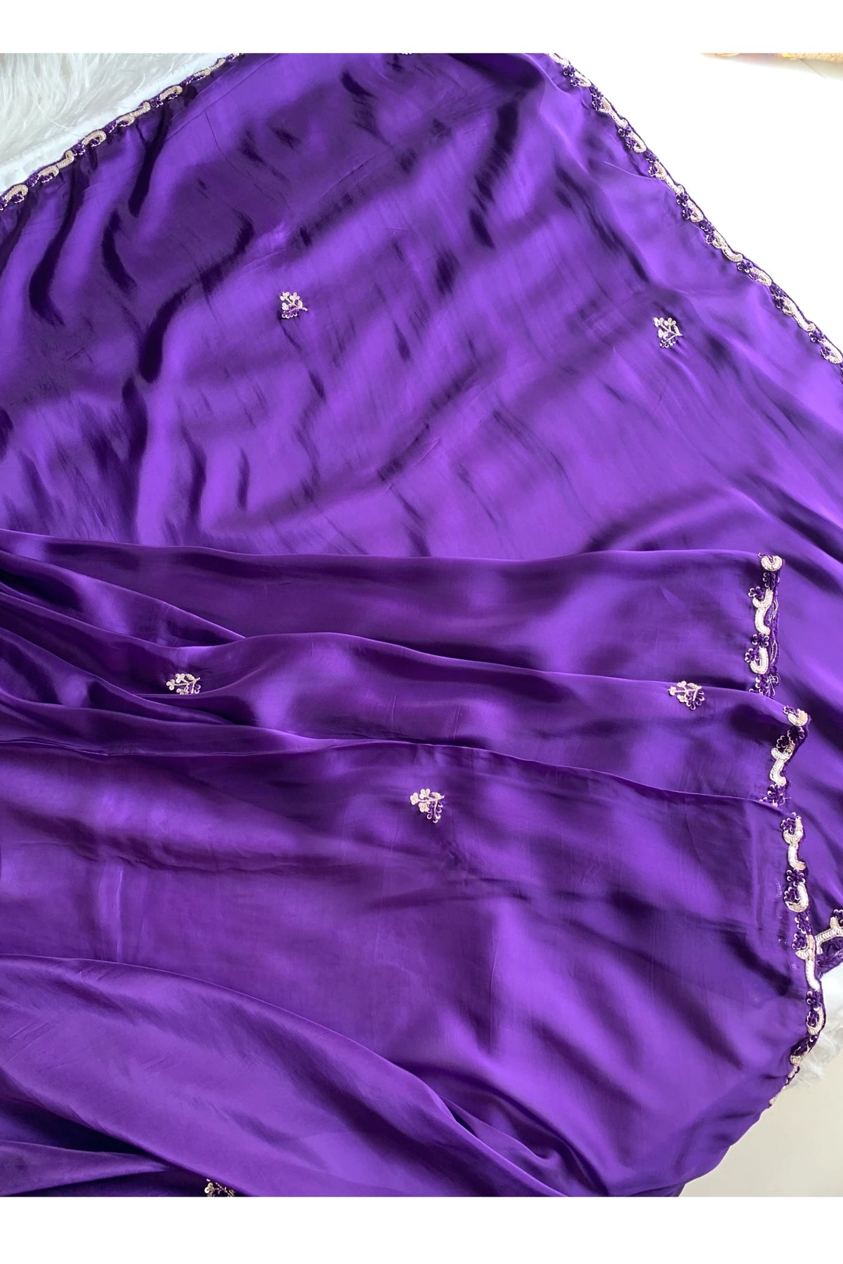 Purple Habutai Silk Saree 5650 08